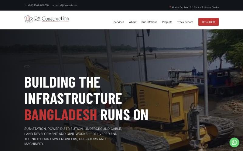 RM Construction website home page